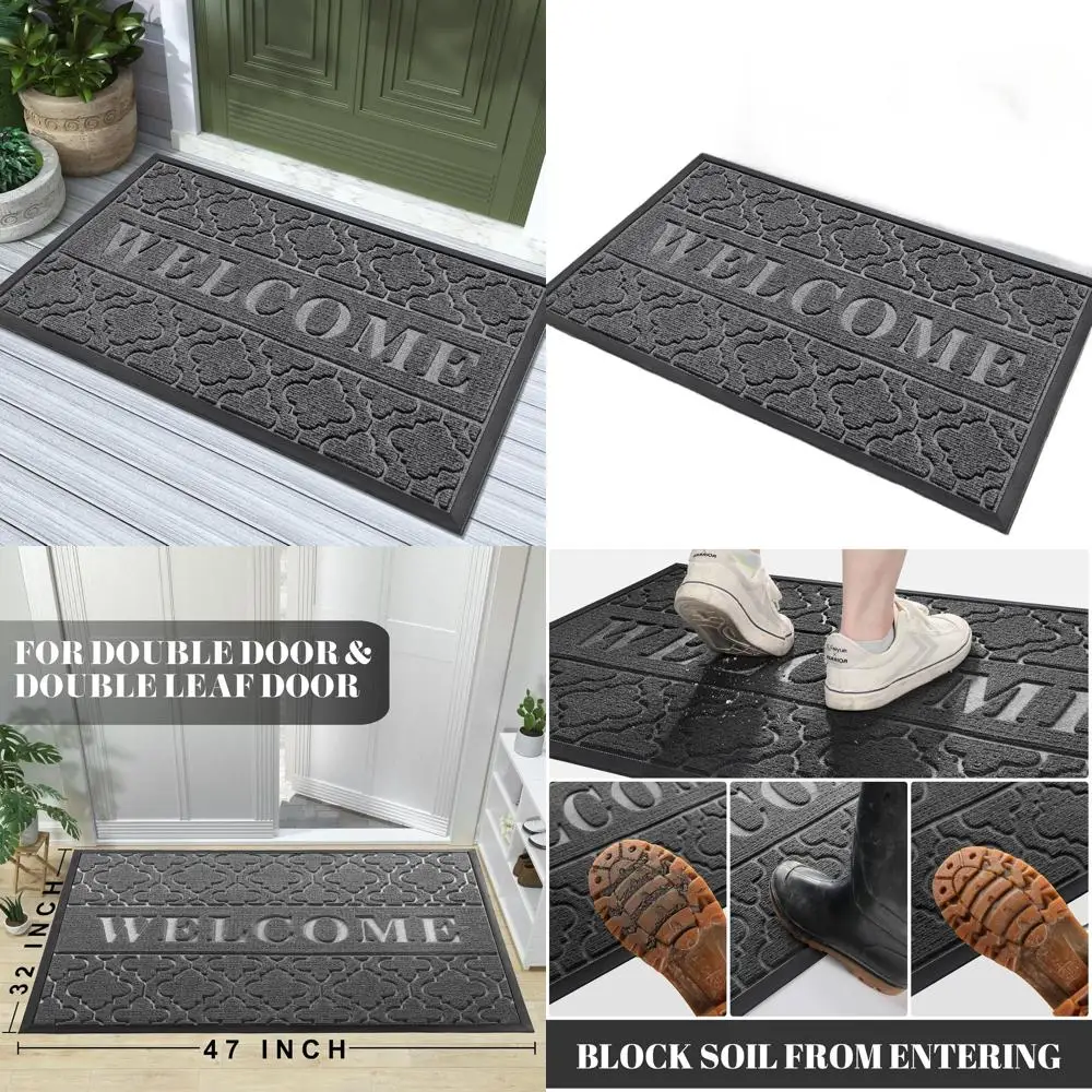 

All-Season Waterproof Door Mat, Heavy Duty Non-Slip Entrance Mat, Outdoor Indoor Low Profile, 47x32, Dark Grey