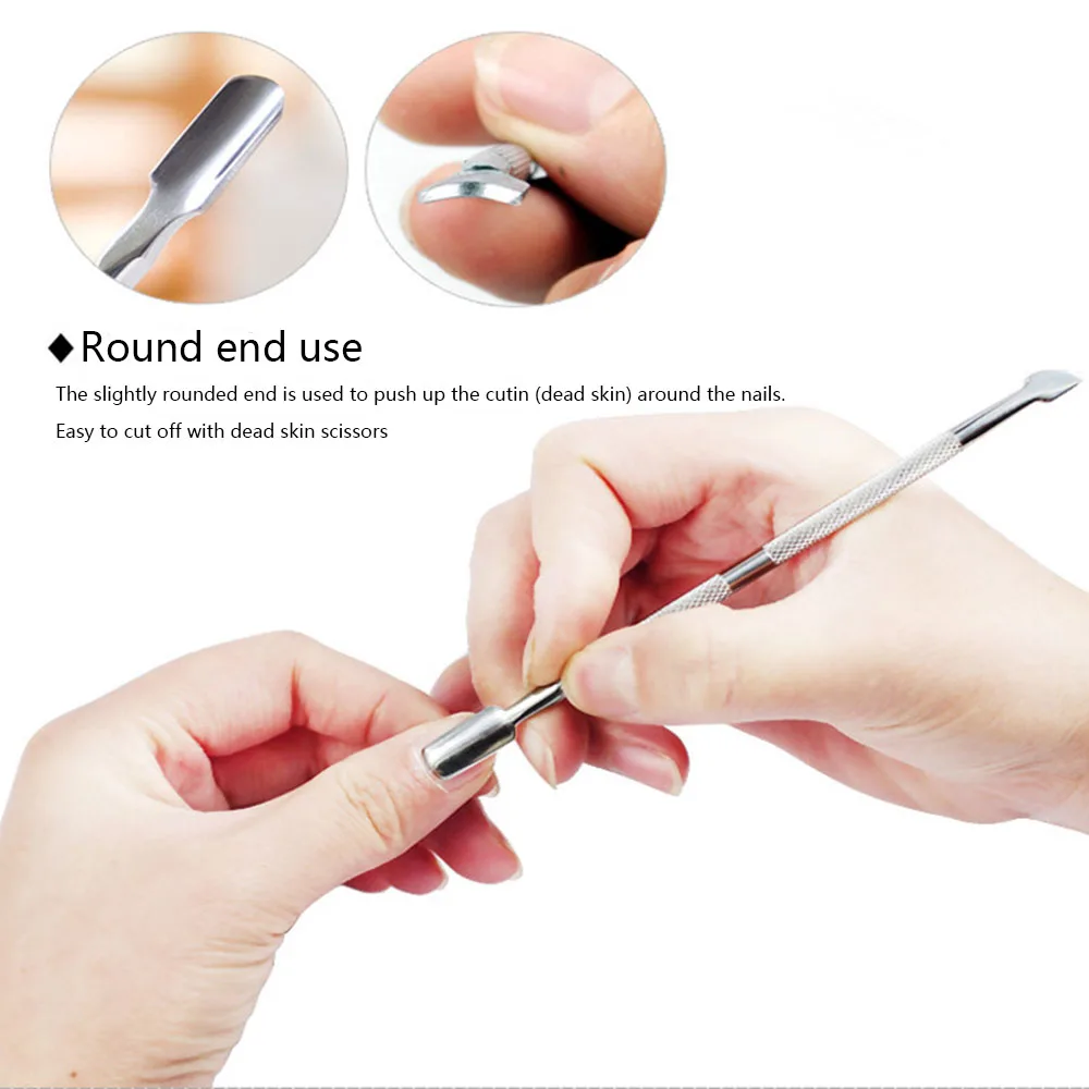 1Pcs Stainless Steel Double Head Cuticle Pusher For Manicure Non-Slip Dead Skin Nails Cuticle Assist Remover Tools Accessories