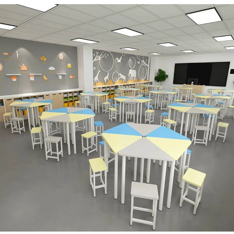 

School Furniture Kindergarten Colorful Student Desk and Chair Desk Chair Corner Study Desk Table