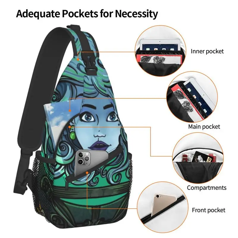 Personalizado madame leota assombrado mansão sling sacos homens legal dia das bruxas ombro peito crossbody mochila viajar daypack