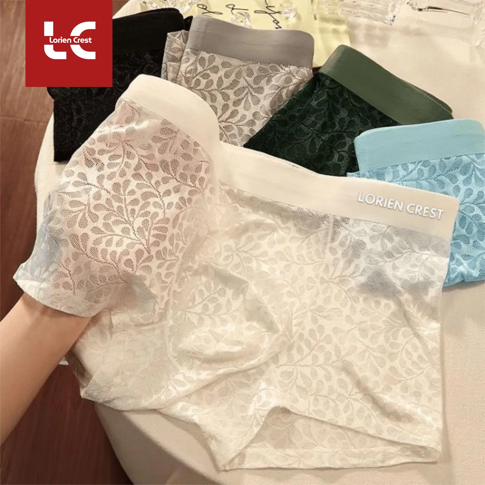Sous-vêtements boxer sexy pour hommes, 3 pièces, en nylon, soie glacée, dentelle jacquard, design respirant et rafraîchissant, poche convexe en U, caleçons pour hommes