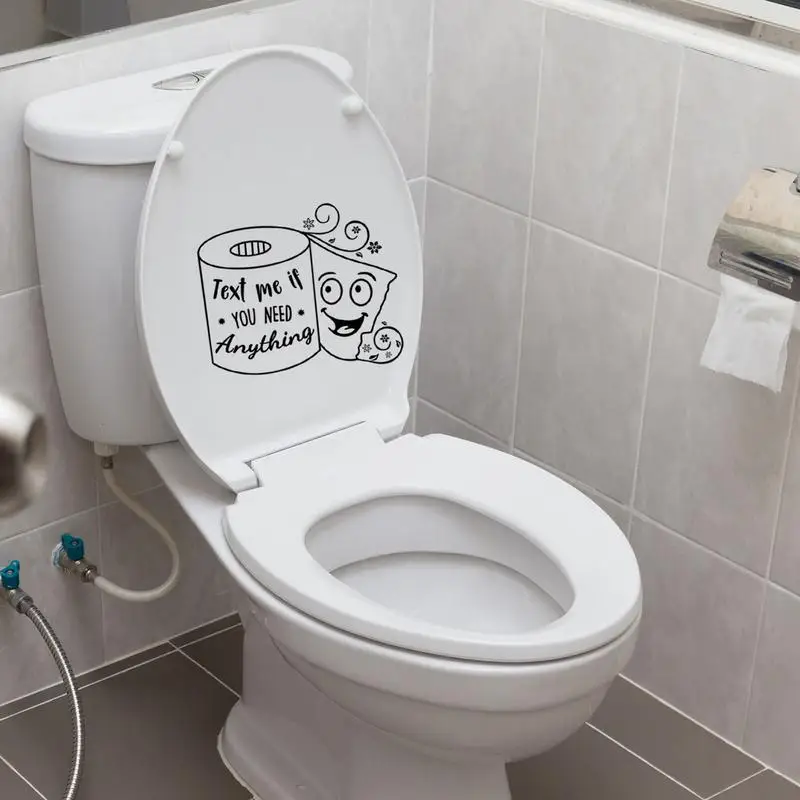 Bathroom Wall Stickers Toilet Seat Decal Paper Roll Toilet Lid Decals Removable Bathroom Toilet Stickers Toilet Decorations For