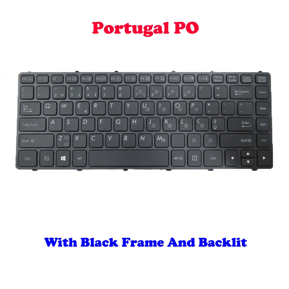 

S410 Keyboard For GETAC V138418CS1 V00 PO-RO 531087680982 V138418DS1 V00 PO-RO 531087680981 Portugal PO Black Frame And Backlit