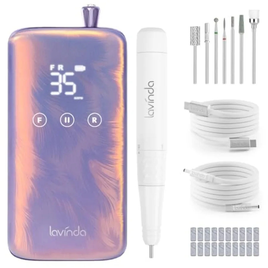 

Профессиональная электрическая фреза для маникюра 35000 об/мин, перезаряжаемая, с перламутровым покрытием, сенсорный экран, беспроводная, быстрая зарядка