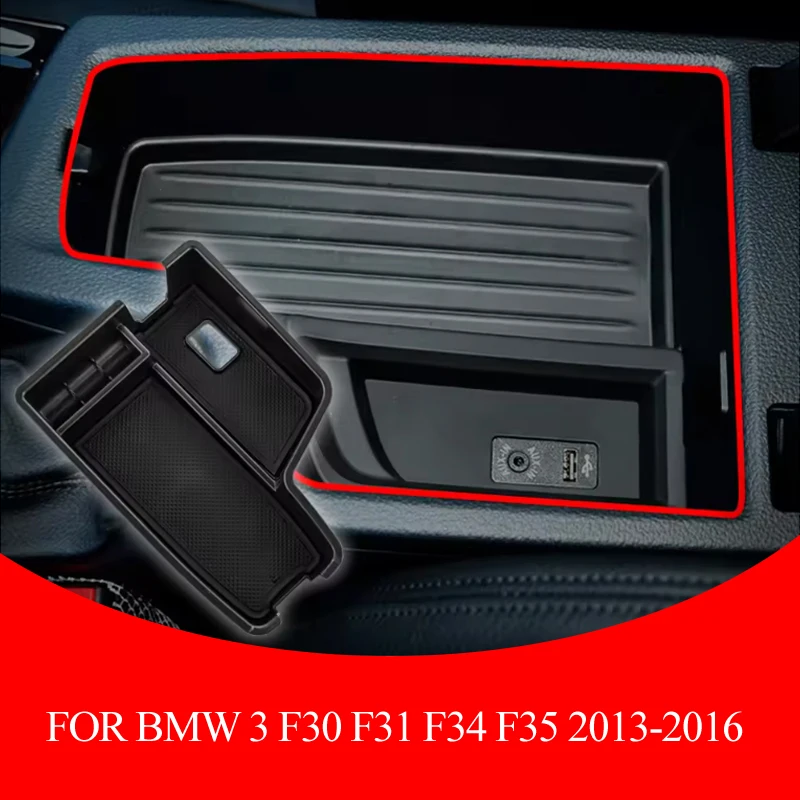 Caixa de armazenamento de apoio de braço abs para bmw 3 f30 f31 f34 f35 2013-2016 console central do carro organizador interior bandeja acessórios