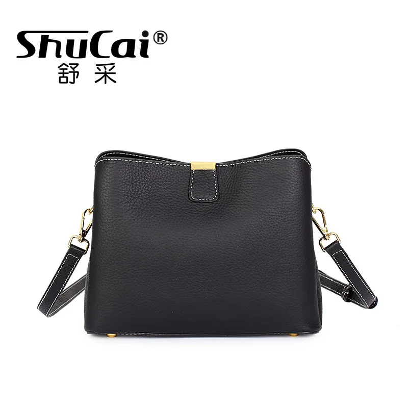 Genuine Leather Bags Women Handbags Fashion Shoulder Crossbody Large Capacity Bag Black