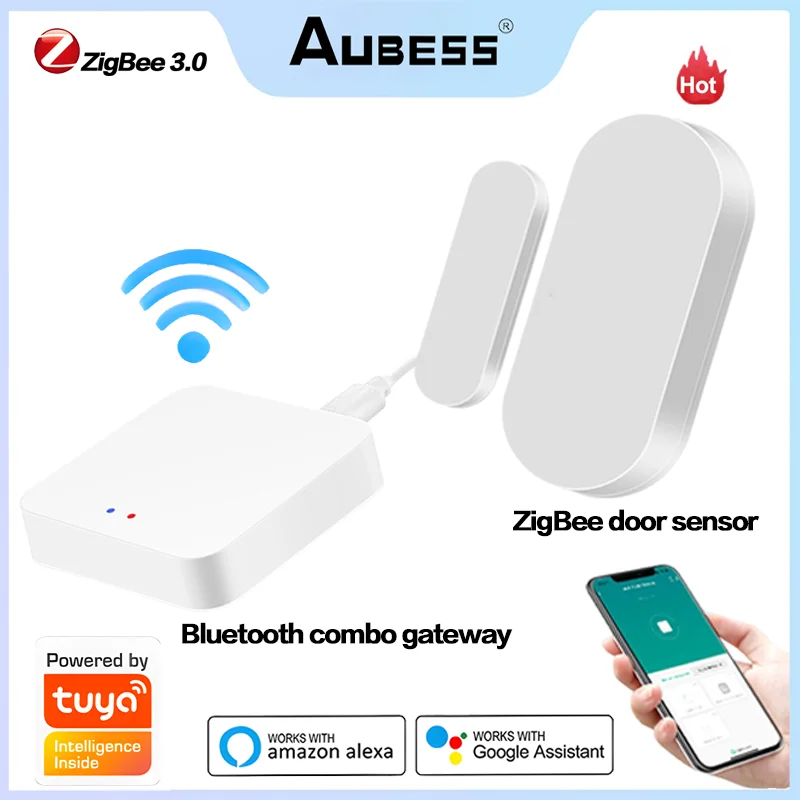 

Датчик двери Tuya ZigBee для умного дома, детектор охранной сигнализации, с дистанционным управлением через приложение Alexa Google