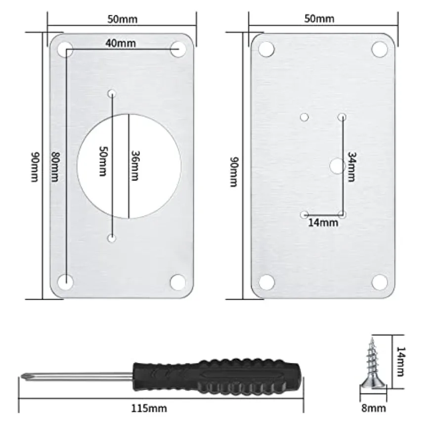 8 Pcs Cabinet Hinges Repair Plates, Cabinet Doors Hinge Repair Kit Stainless Steel Furniture Cabinet Drawer Window Repair Plate
