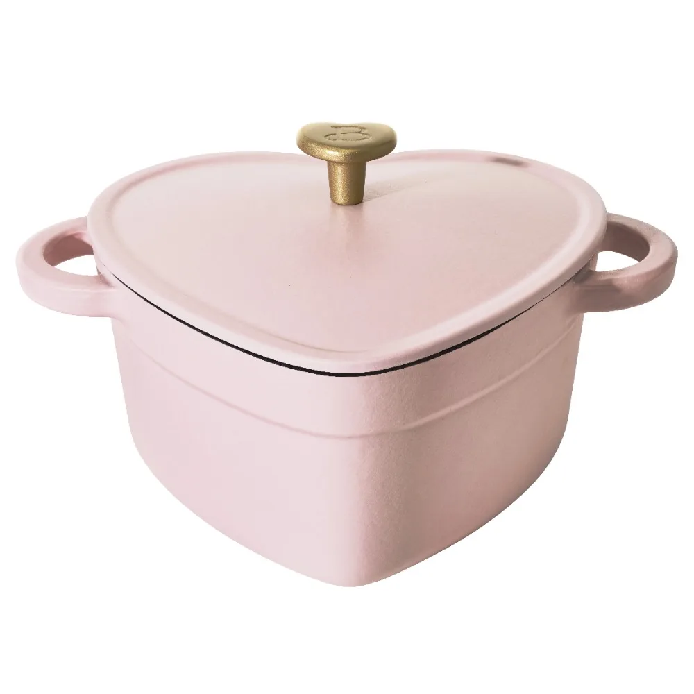 

2QT Cast Iron Heart Dutch Oven, Pink Champagne