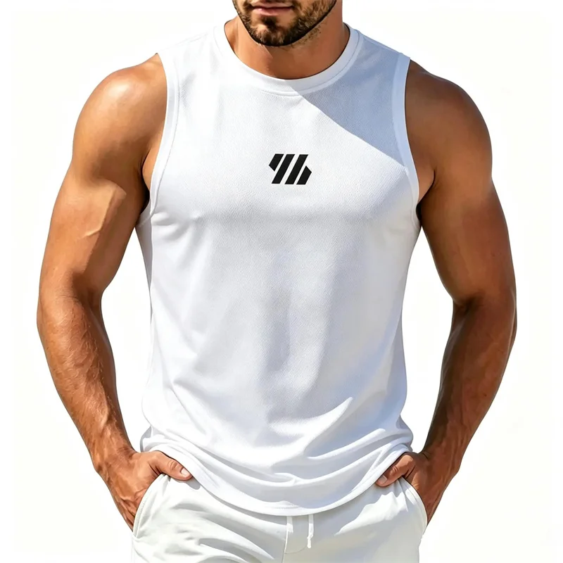 Men's Fitness running Tank Top Sportswear Sleeveless Shirt Male Mesh Breathable Tops Tee Sports Vest broad shoulder men Gym Vest