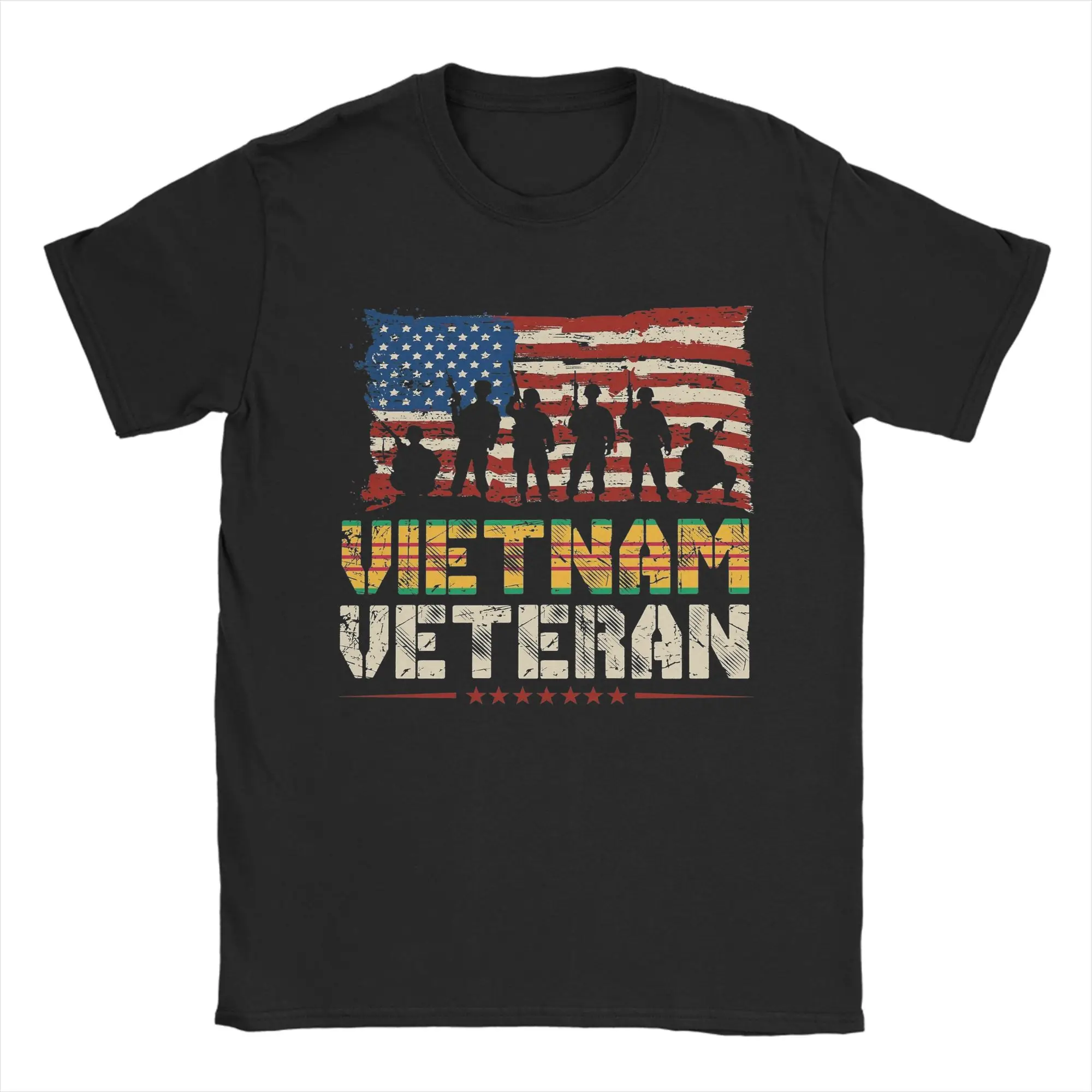 Vietnam Veteran US Flag Gift War Vet Men T Shirt Soldier  Casual Tee Shirt Short Sleeve T-Shirt 100% Cotton Gift Idea Clothing
