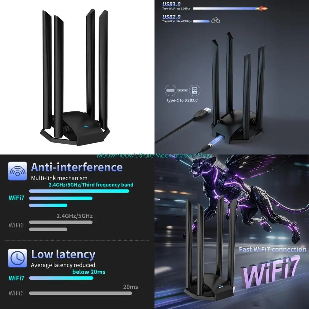 

W91A Fast CF985BE WiFi 7 Беспроводная карта 6452 Мбит / с 2,4 ГГц+5 ГГц+6 ГГц WiFi Модуль 4x5DBI