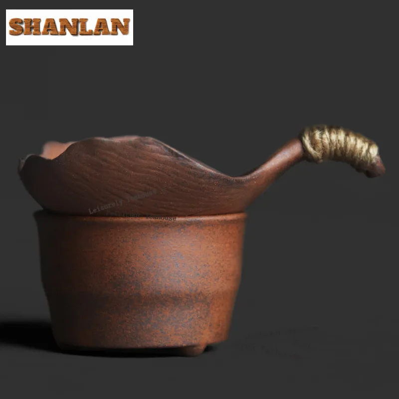 Coarse Pottery Old Rock Clay Three-legged Tea Separator Infusor Vintage Tea Strainer Dispenser Tea Making Tea Filter Drinkware