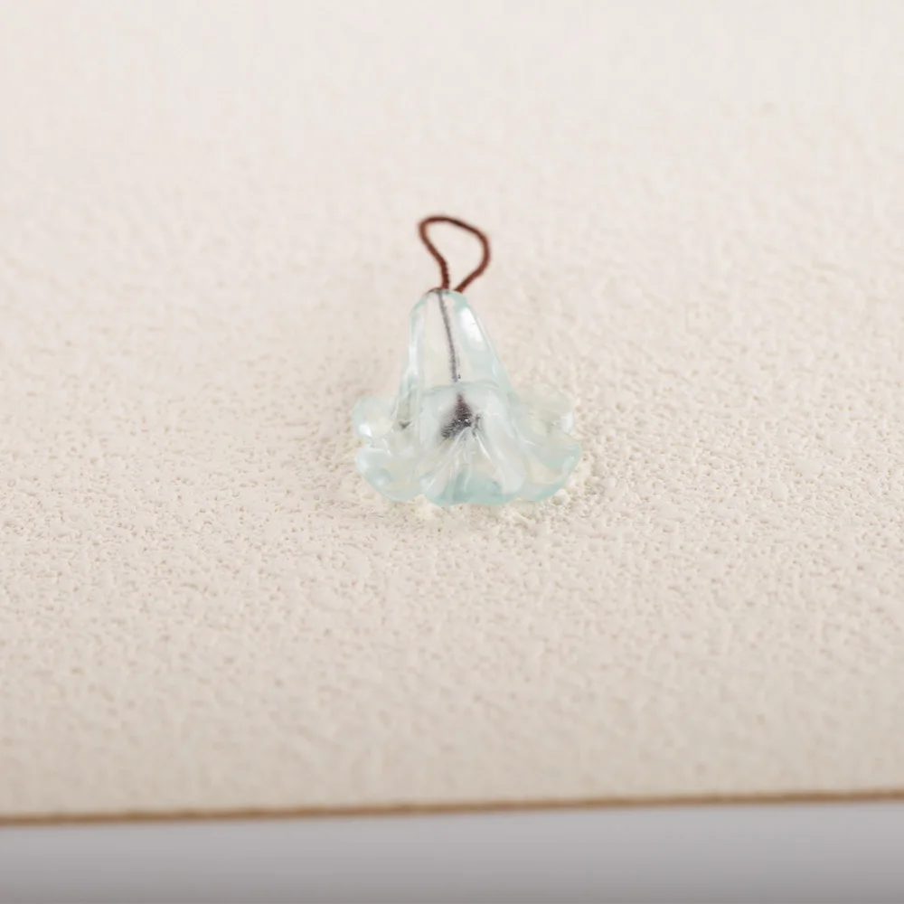 Hot Sale Trendy Blue Quartz Carved Flower Peadant Fashion Jewelry Accessory For Women 30x23x3mm 4.9g