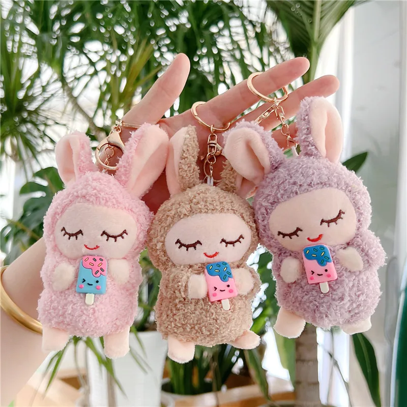 Peluche mignonne en forme de lapin qui mange de la glace pour couple, pendentif en forme de continent, jouet créatif et amusant pour décorer, nouveauté