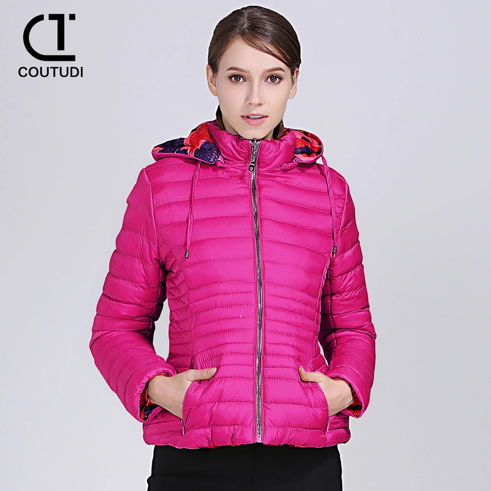 COUTUDI-Two-sided Coat for Women, Loose Parkas, Female Windbreaker, Sports Jackets, Winter Outwear, Plus Size