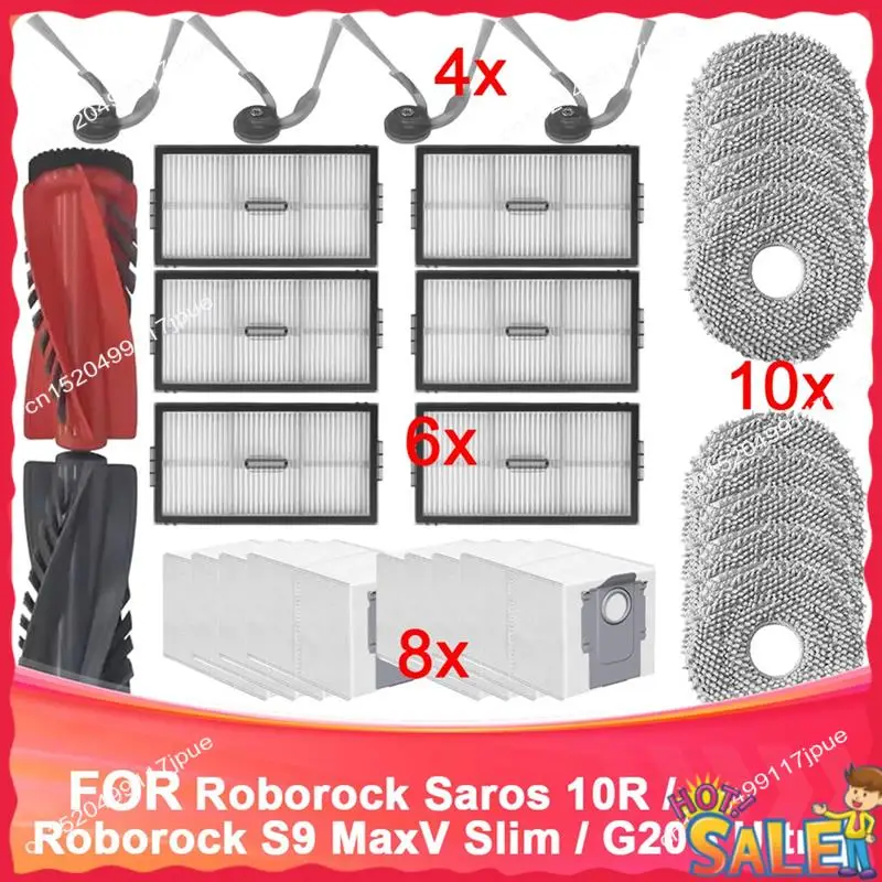 

BOFO, совместимые с Roborock Saros 10R/S9 Maxv, тонкие запасные части, основная боковая щетка, фильтр, швабра, мешок для пыли, аксессуары, расходные материалы