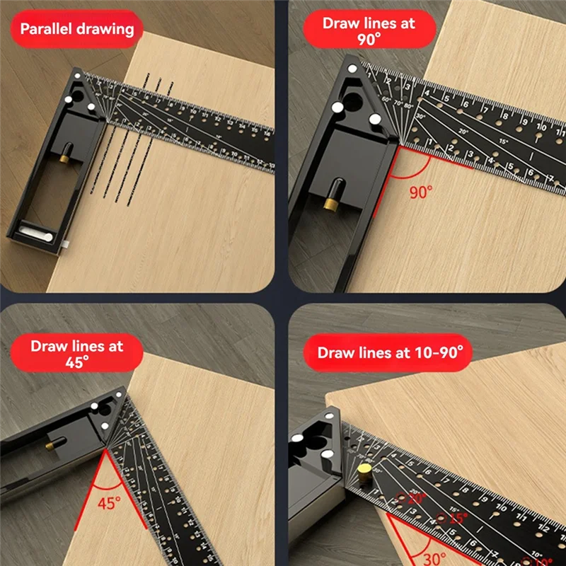 40CM Precision Marking Right Angle Ruler  45/90 Degree Hole Angle Ruler  Industrial Scribe Marking Angle Gauge  Woodworking