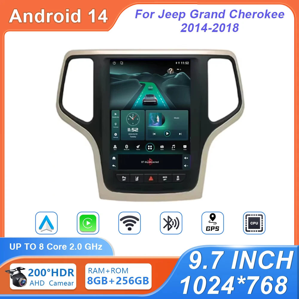 Multimedia Video Player WIFI For Jeep Grand Cherokee 2014 - 2018 Android Car Radio Stereo GPS Carplay Head Unit 9.7inch Screen