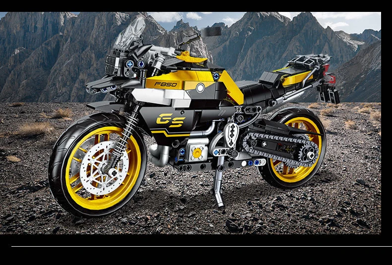 Deutschland Motorrad F-850GS Adventures Technischer Baustein Simulationsmotor-Modell Bausteine Sammlung für Jungen Geschenke – Detail 5