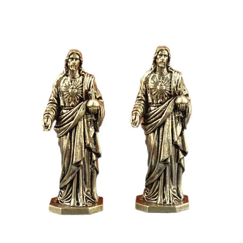 Vintage Style Desktop Decor Artwork Small Copper Figurine Home Ornament Handmade Brass God Statue Creative Cross Border Craft