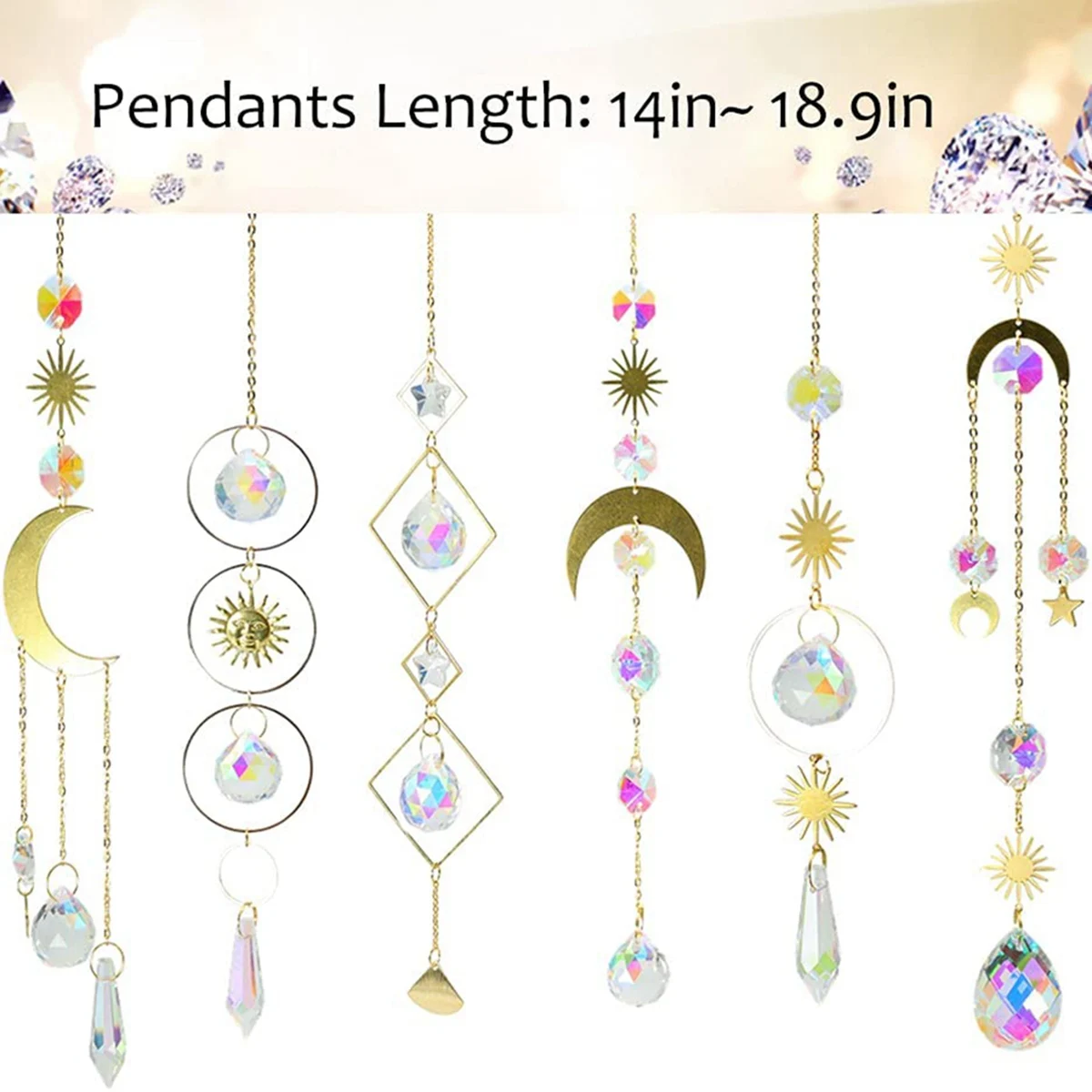 6Pieces Colorful Crystals Suncatcher Hanging Sun Catcher with Chain Pendant Ornament Crystal Balls for Window Garden HOT