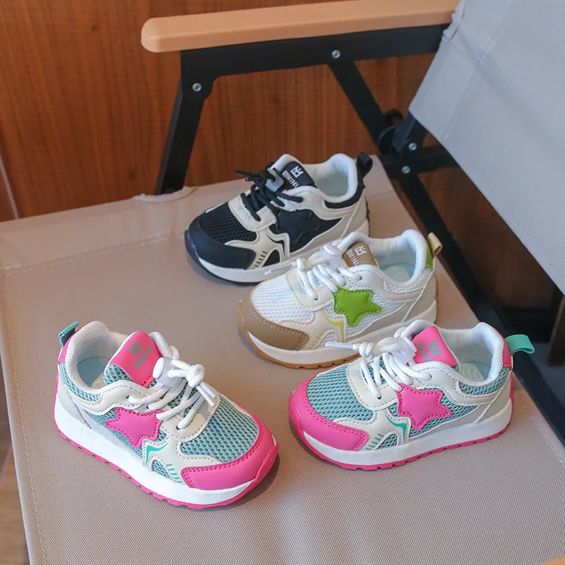 Spring New Children Sport Shoes Baby Breathable Mesh Sneakers Girls Candy Color Fashion Sneakers For School