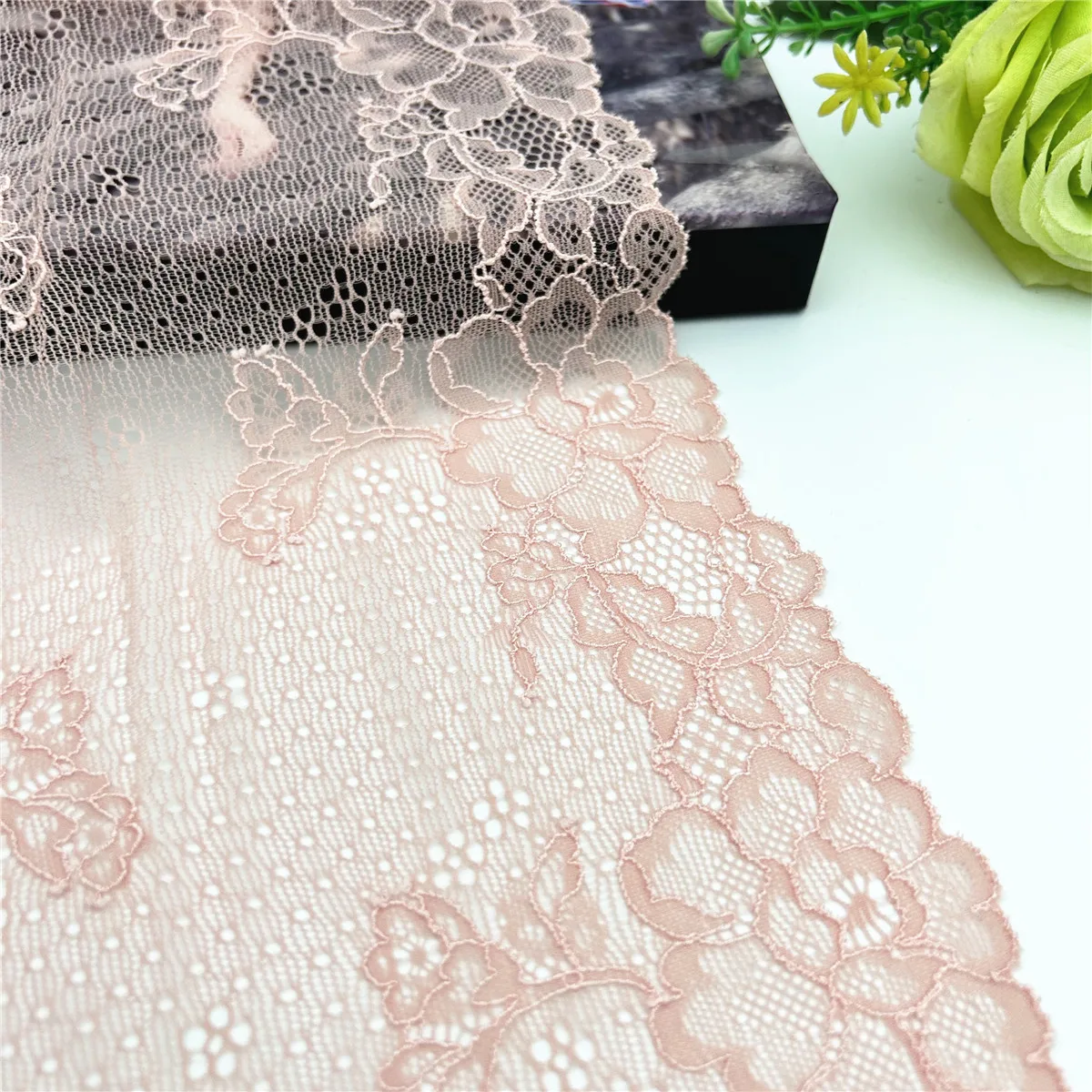 3y/Lot Width 7 5/8 inch (19cm) Blush Pink Elastic Stretch Lace Trim Lingerie Sewing Craft DIY Apparel Fabric Garment Accessory