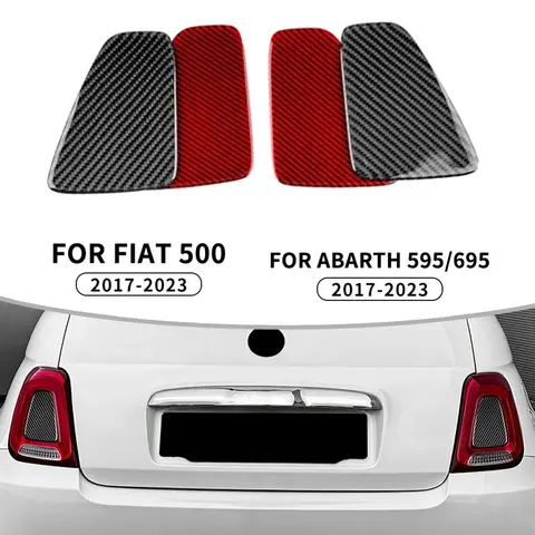 Car Rear Tail Light Cove Trim Carbon Fiber Red Lens Tail Brake Light Cover For Fiat 500 For Abarth 595 695 2017-2023