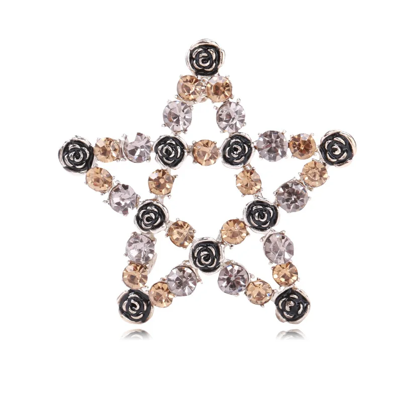 

Stylish Sparkling Rhinestone Pentagram Brooch Women's Men's Fine Suit With Accessories 2 Color Optional Jewelry Gift