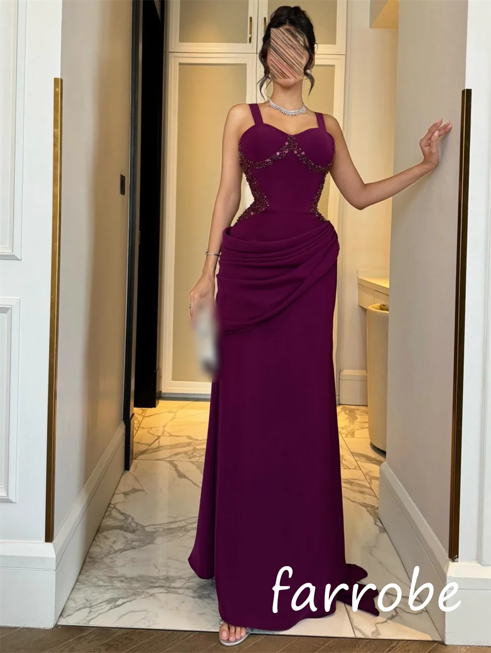 Vestidos largos de novia con pliegues y lentejuelas, Jersey elegante personalizado a la moda, clásico para ocasiones a medida