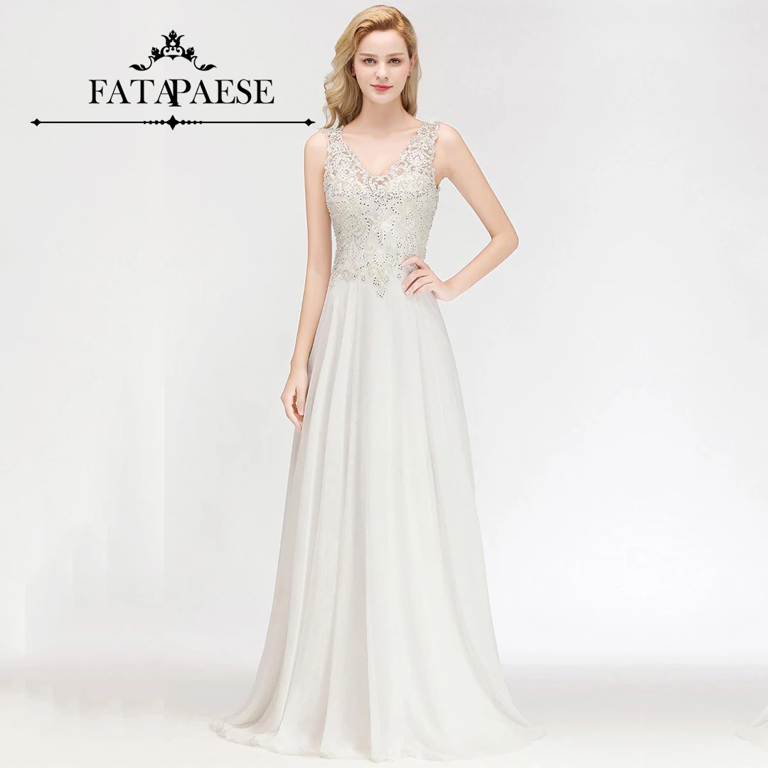 

FATAPAESE Wedding Dresses V-Neckline Appqulies Stones Bodice Sleeveless Sexy V- Back A-line MaxiChiffon Wedding Ball Gowns