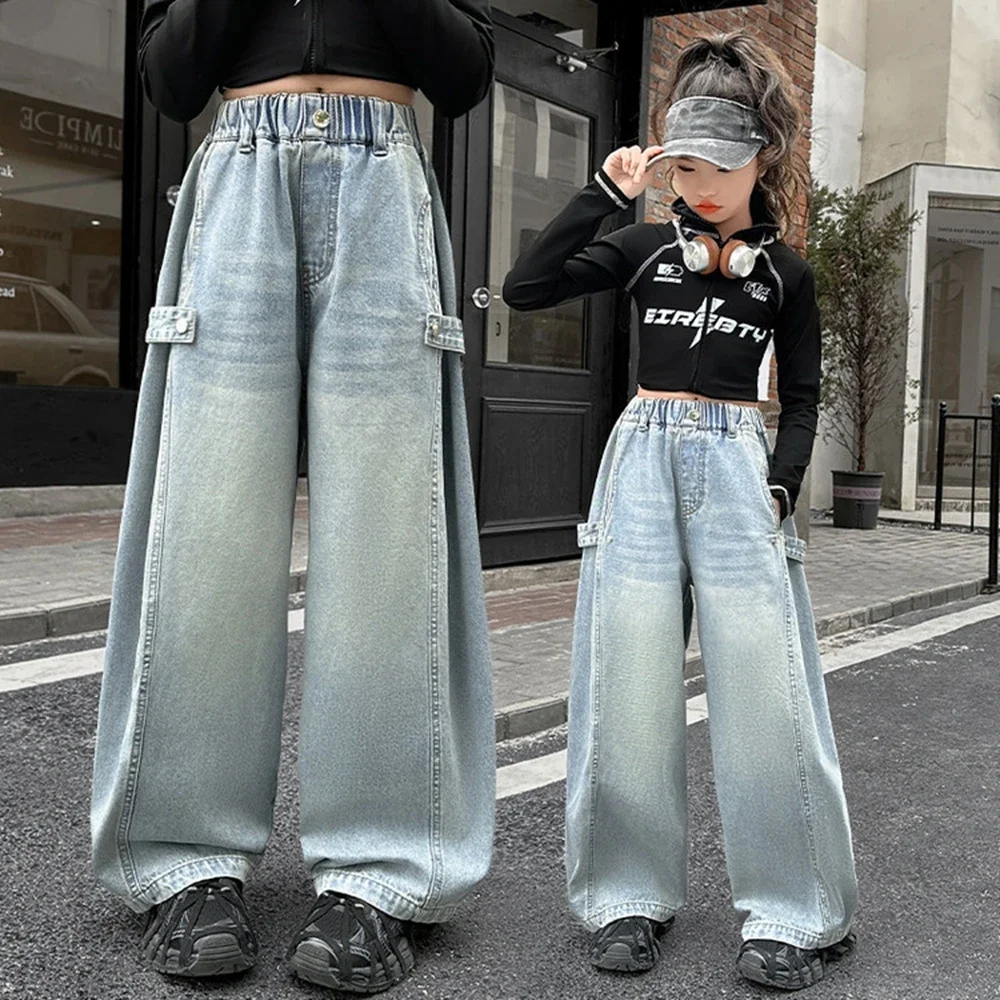 

Teenager Kids Jeans Loose Style Tween Girl Fashion Baggy Jeans Harem Pants For Child Street Denim Trousers Age 5 -14 Years