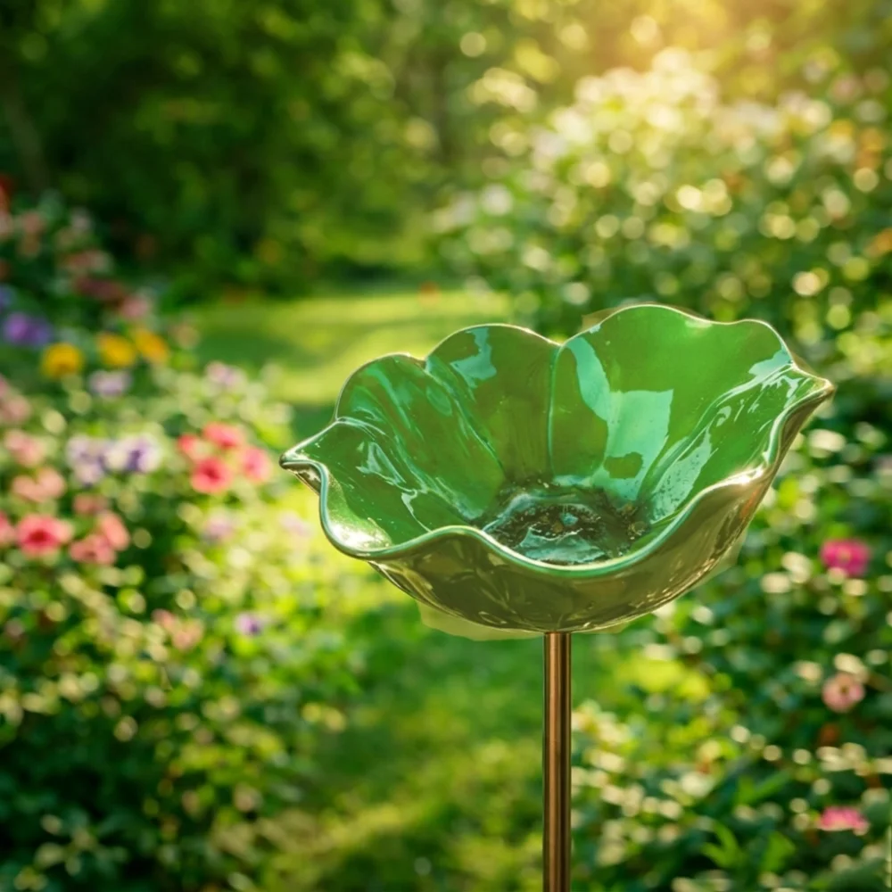 Handcrafted Metal Flower Garden Stake Iron Floral Sculpture Rust-resistant Bee Watering Station Ground Insert UV Resistant