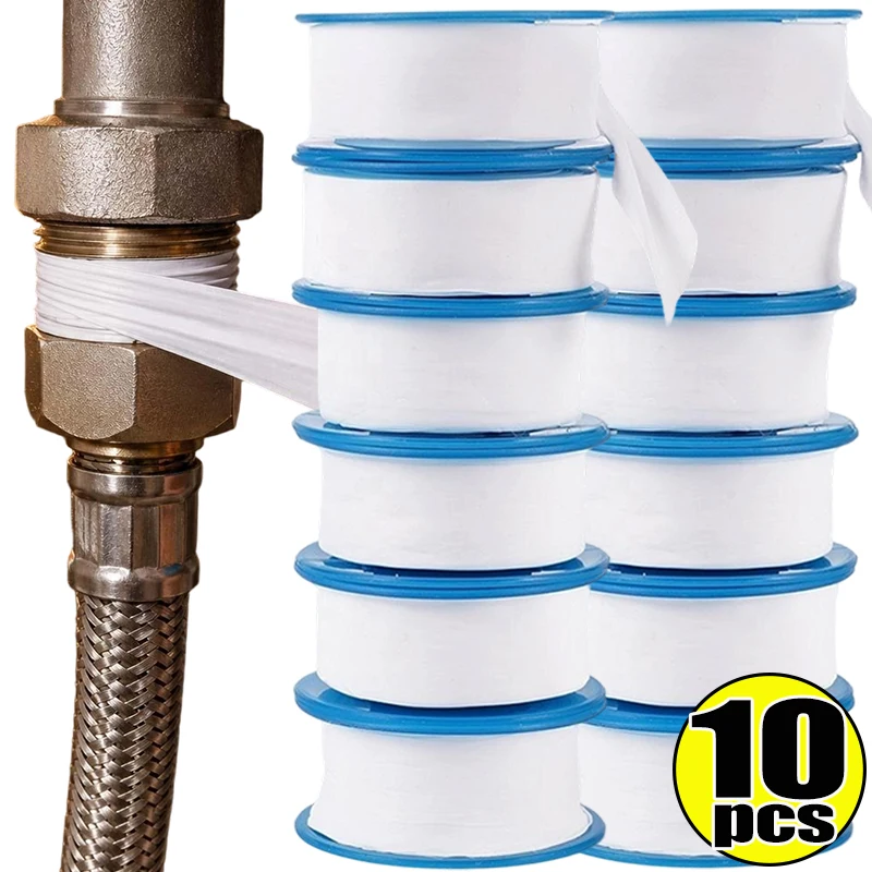 10 Rolls PTFE Thread Seal Tape 3M Plumbers Tape for Pipe Thread Sealing Waterproof Leak Proof for Faucet Shower Headed Plumbing