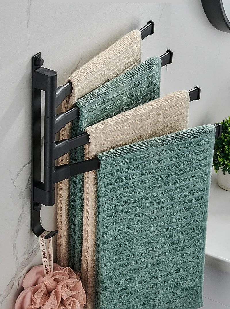 

180° Rotating Foldable Towel Rack,Wall Mounted Bathroom Towel Holder,Rustproof Towel Rail,Space Saving Drying Rack