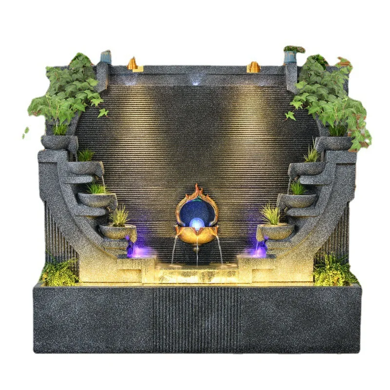 Fuente de pared de cortina de agua, pantalla de agua corriente, fuente de agua para piscina de peces, pared de fondo con elemento acuático