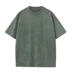 Wolfeel 100% Cotton Retro T-shirt Women Vintage Short-sleeve Wax printing T Shirts Men Solid Color Hip Hop Loose Tees