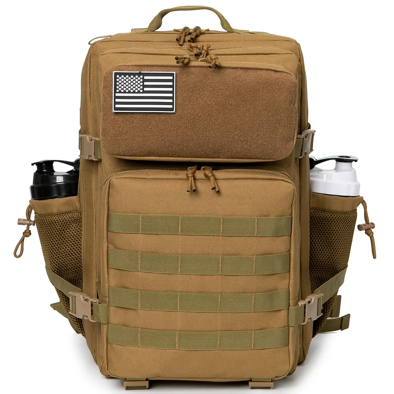 45L Large Capacity Tactical Gym Backpack Sports Backpack with Dual Water Bottle Cup Holders Outdoor Camping Fitness Gear Storage Backpack for Workout Training Hiking Trekking Travel Sports EDC Daily Carry Fitness Enthusiast Backpack Bag