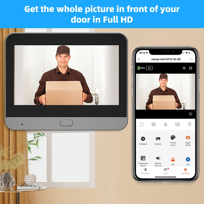 Imagem -03 - Jeatone-câmera Peephole Porta Mágica sem Fio Olho Peephole Visão Noturna Pir Tuya Casa Inteligente Vídeo Bell 140 ° 2.4ghz 3mp