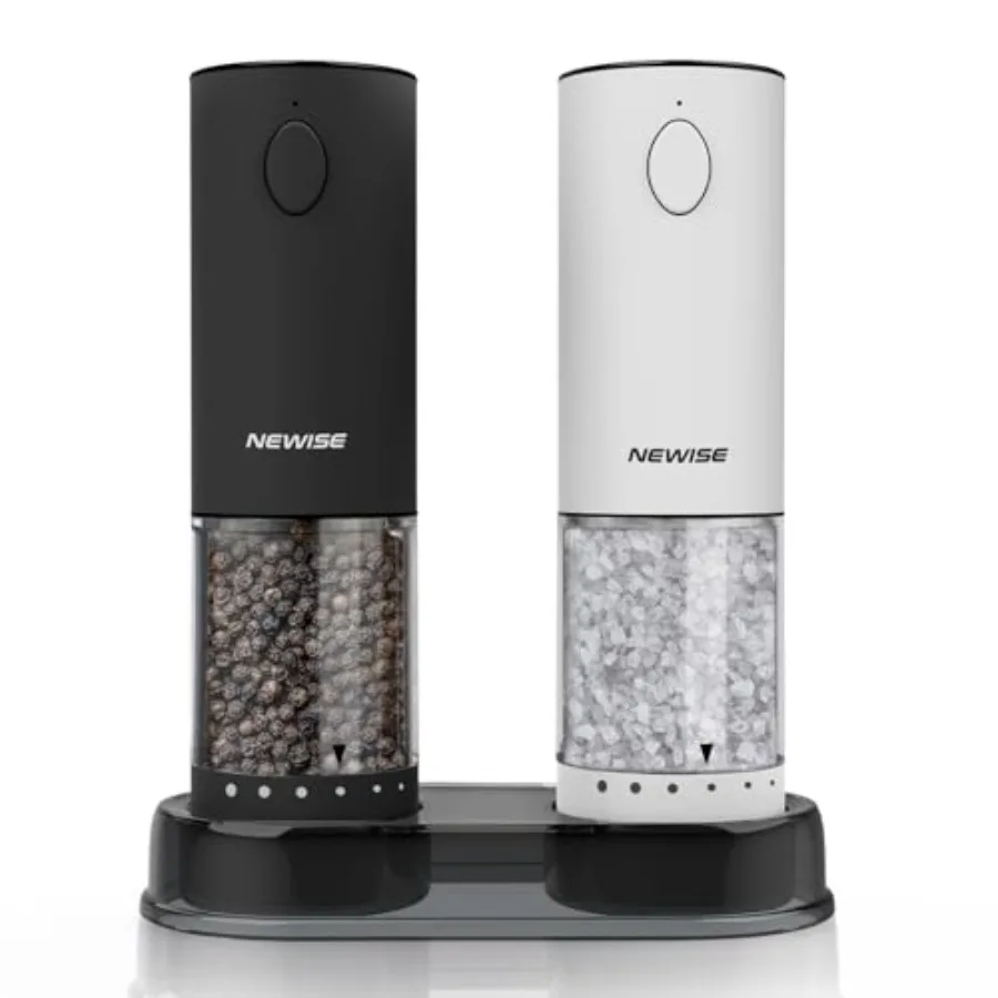 

Electric Salt and Pepper Grinder Set Adjustable Coarseness LED Light Rechargeable Large Capacity Stainless Steel Mill Gift Idea