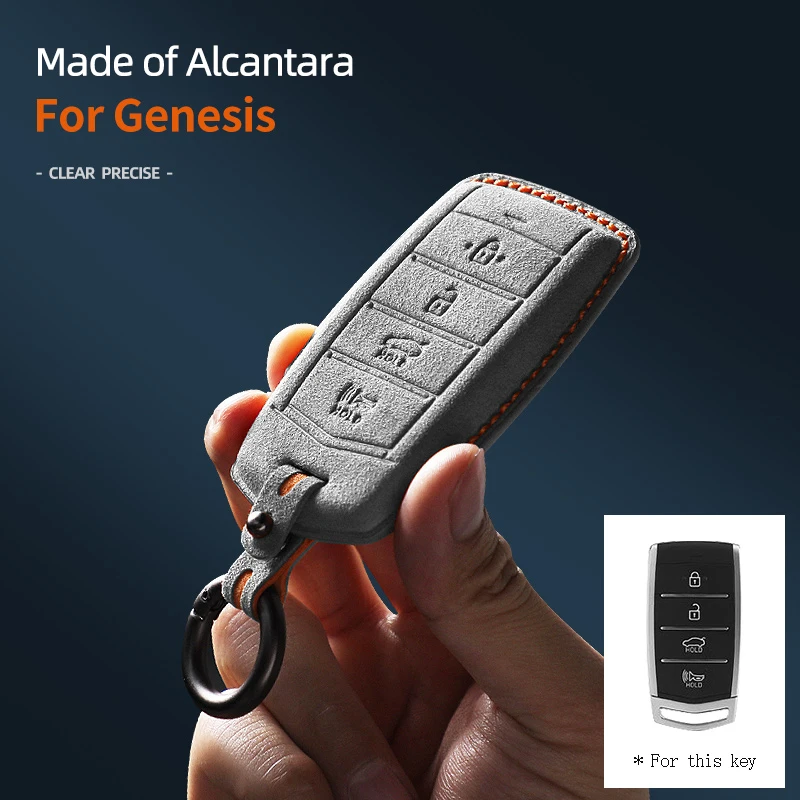 

Alcantara High-quality Car Key Case Cover Holder Key Shell Buckle For Genesis GV70 GV80 GV90 2019 2020 2021 2022 Accessories