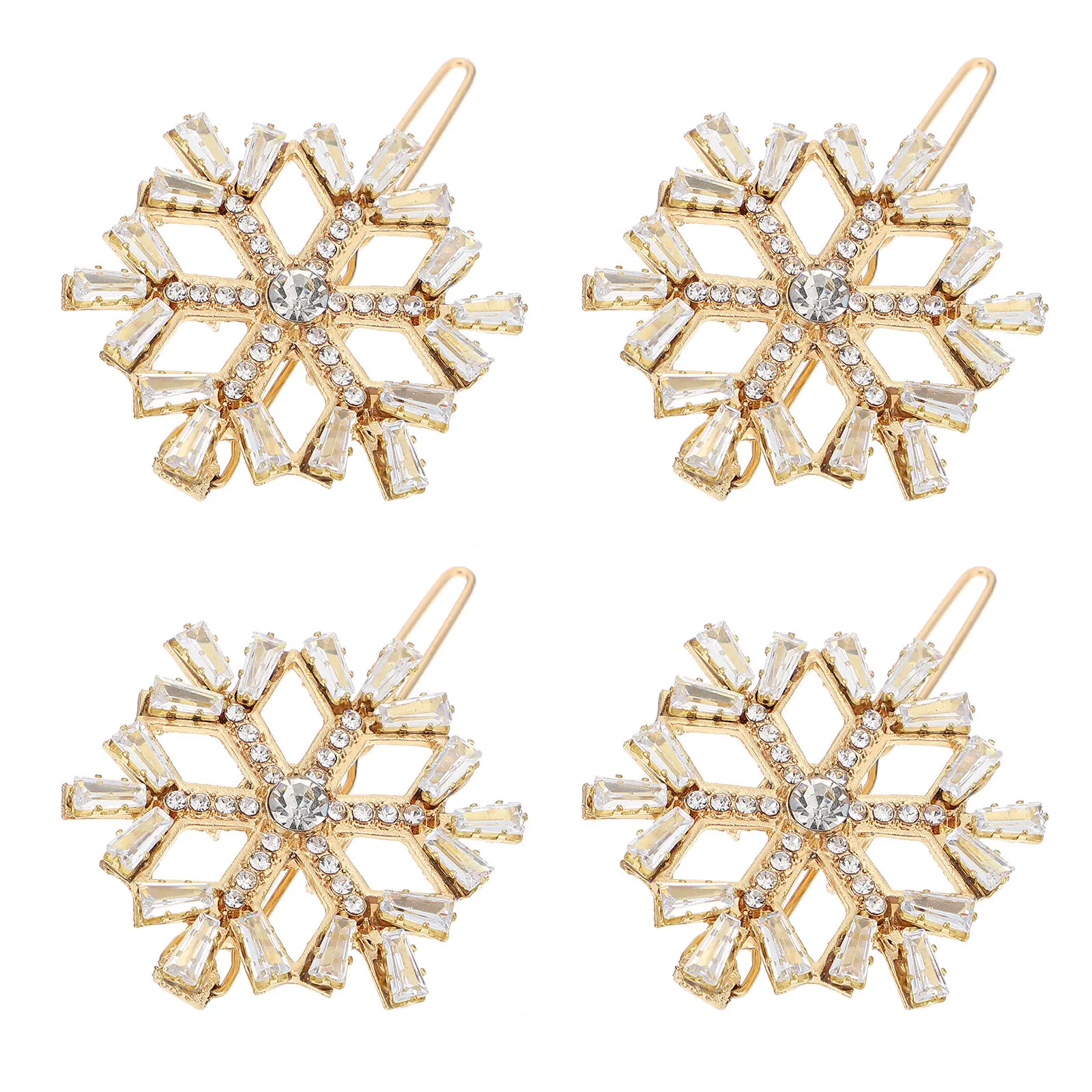 

Набор из 4 заколок для волос в виде снежинок, праздничные заколки из сплава, идеально подходят для дня рождения, Нового года, ежедневного использования