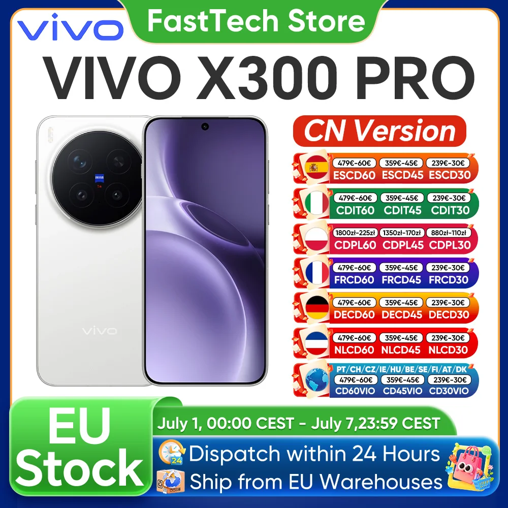 VIVO X300 Pro 5G Smartphone Dimensity 9500 6,78″ AMOLED-scherm 6510mAh 90W FlashCharge 200MP ZEISS APO Telefoto-camera NFC OTG
