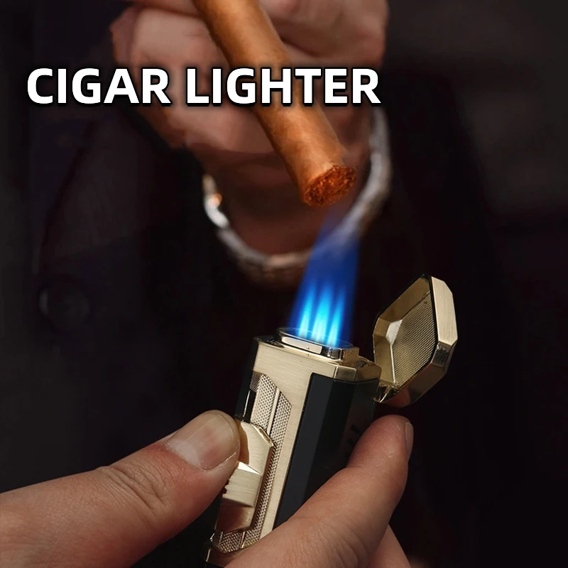 

HONEST Metal Windproof Turbine Torch Direct Charge Four Fire Gas Lighter Kitchen Barbecue Outdoor Camping Cigar Tool Men's Gifts