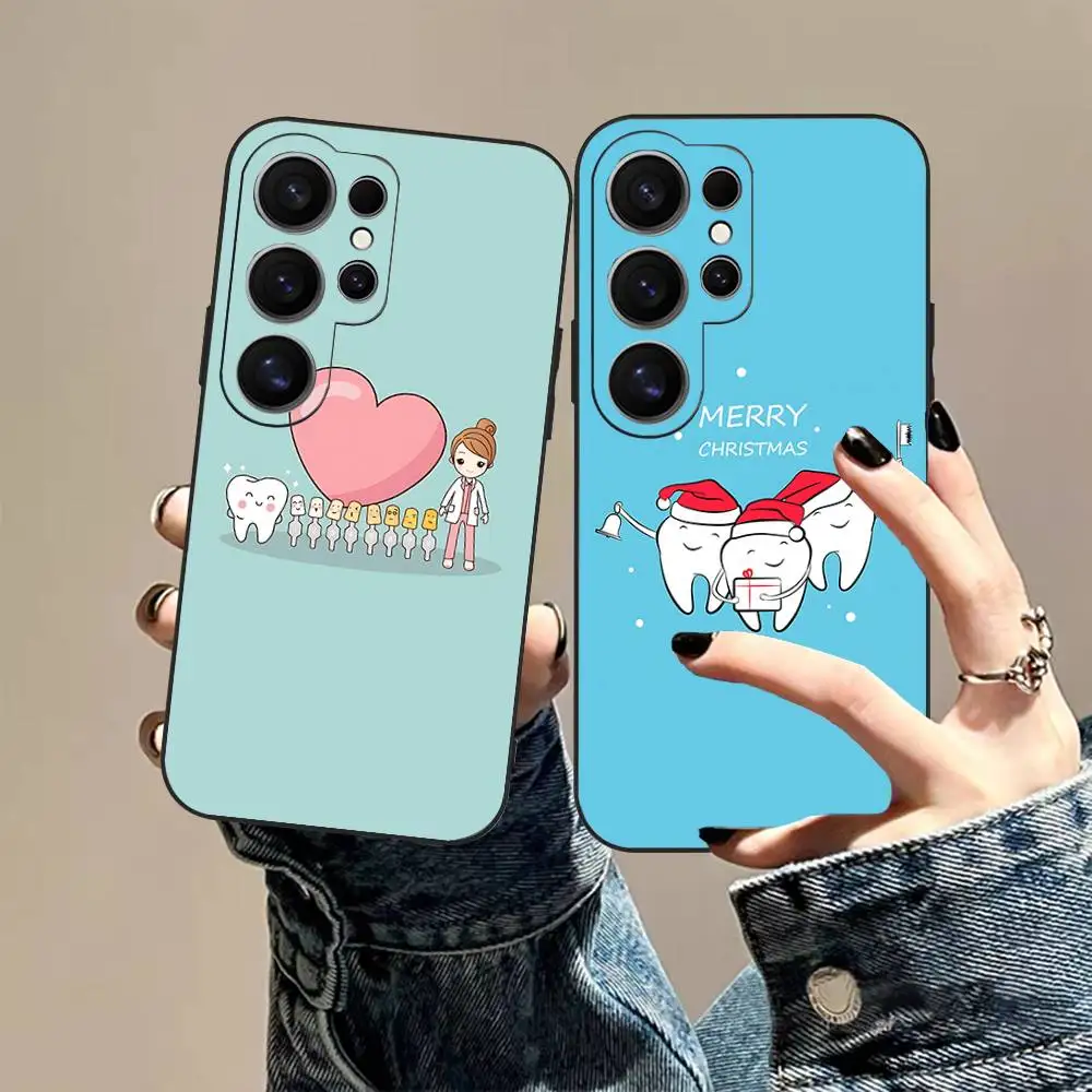 Cute Dentist Tooth Phone Case For Samsung S 24 Fe 25 Ultra Plus 20 Lite 21 30 22 23 24 22 Ultra 5G Fundas