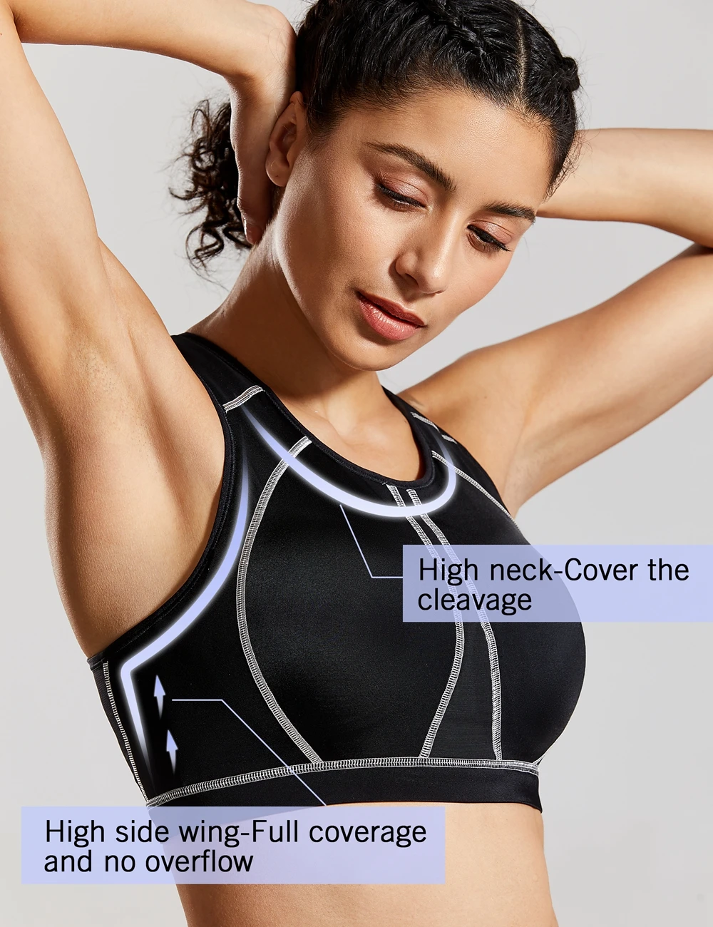 SYROKAN Women\'s High Impact Padded Supportive Wirefree Full Coverage Sports Bra Female New Top Bralette Underwear Athletic