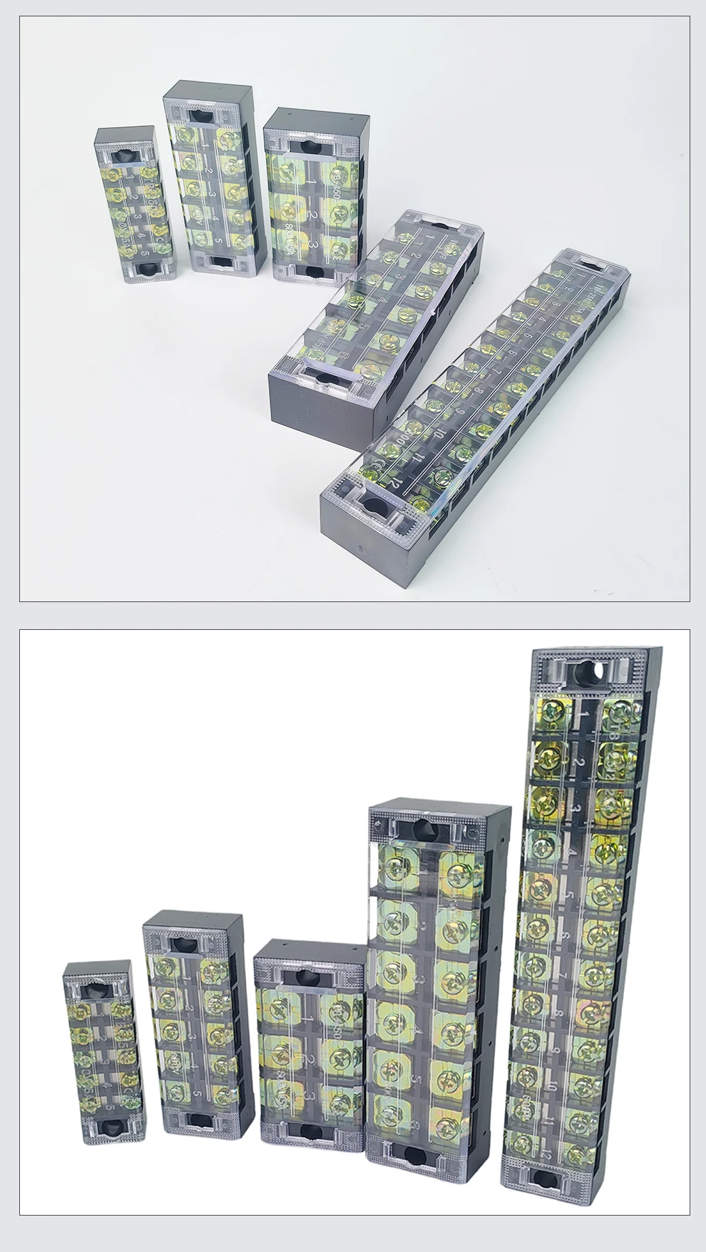 TB1503 Dual Row Thick Copper Screw Terminal Block Flame Retardant Grounding Wire Connector Strip 600V 15A Electrical Junction T&I Online Store