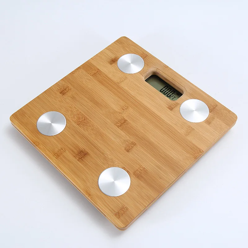 Wood Bathroom Scale Smart Body Fat Scale with 60 Inch Soft Measuring Tape LED Digital Weight Scale USB Charging Household Scale