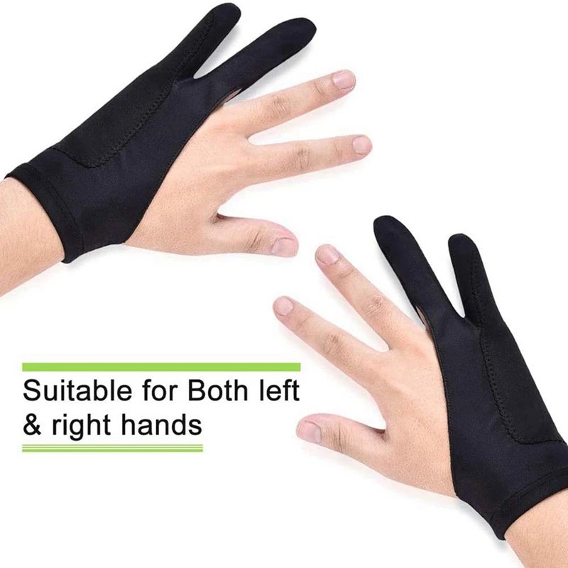 10 Pack Artist Gloves For Tablet Digital Drawing Glove Two Fingers Thicken Palm Rejection Glove For Graphics Pad (M)